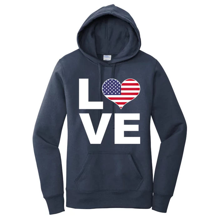 I Love Usa Gift Heart Flag Usa Gift Women's Pullover Hoodie