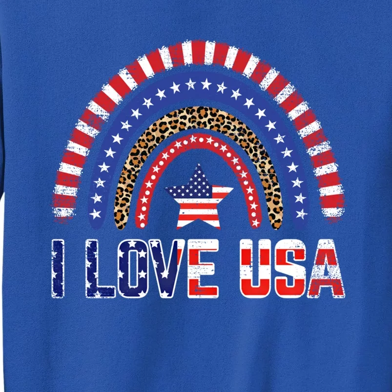 I Love Usa American Flag Rainbow Funny Gift Tall Sweatshirt