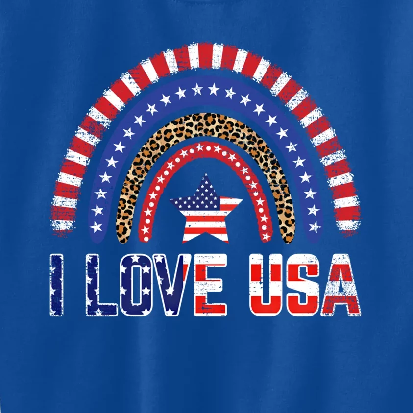 I Love Usa American Flag Rainbow Funny Gift Kids Sweatshirt