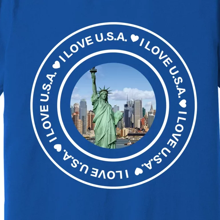 "I Love U S A " Liberty Street Style Souvenir Unisex Gift Premium T-Shirt