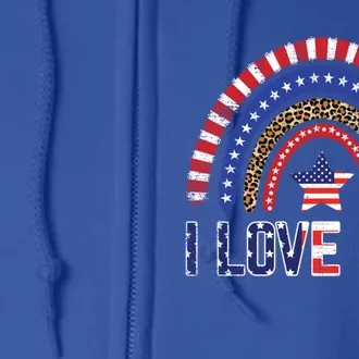 I Love Usa American Flag Rainbow Gift Full Zip Hoodie