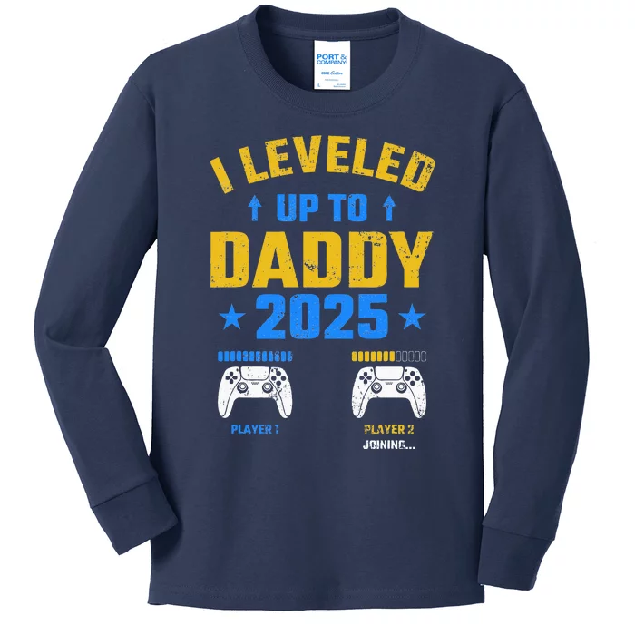 I Leveled Up To Daddy 2025 Father 2025 New Daddy 2025 Kids Long Sleeve Shirt