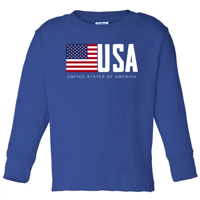 I Love Usa Enjoy Cool Usa United States Of America Flag Gift Toddler Long Sleeve Shirt