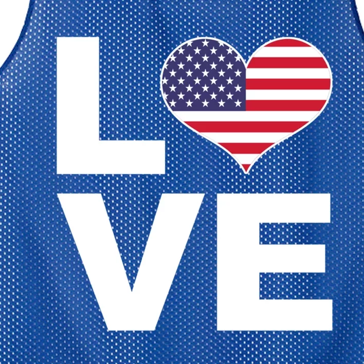 I Love Usa Cute Gift Heart Flag Usa Funny Gift Mesh Reversible Basketball Jersey Tank