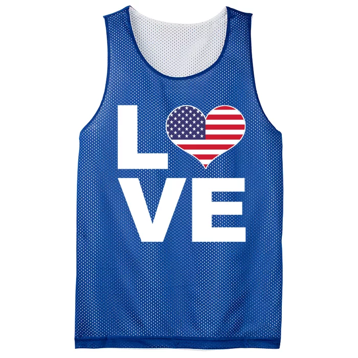 I Love Usa Cute Gift Heart Flag Usa Funny Gift Mesh Reversible Basketball Jersey Tank