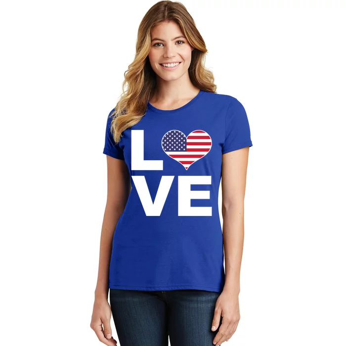 I Love Usa Cute Gift Heart Flag Usa Funny Gift Women's T-Shirt