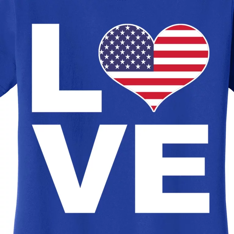 I Love Usa Cute Gift Heart Flag Usa Funny Gift Women's T-Shirt