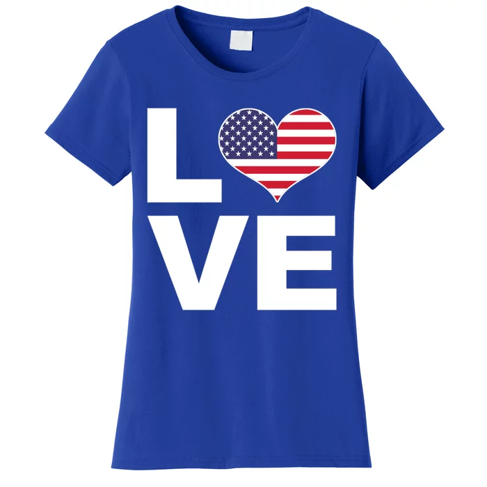 I Love Usa Cute Gift Heart Flag Usa Funny Gift Women's T-Shirt