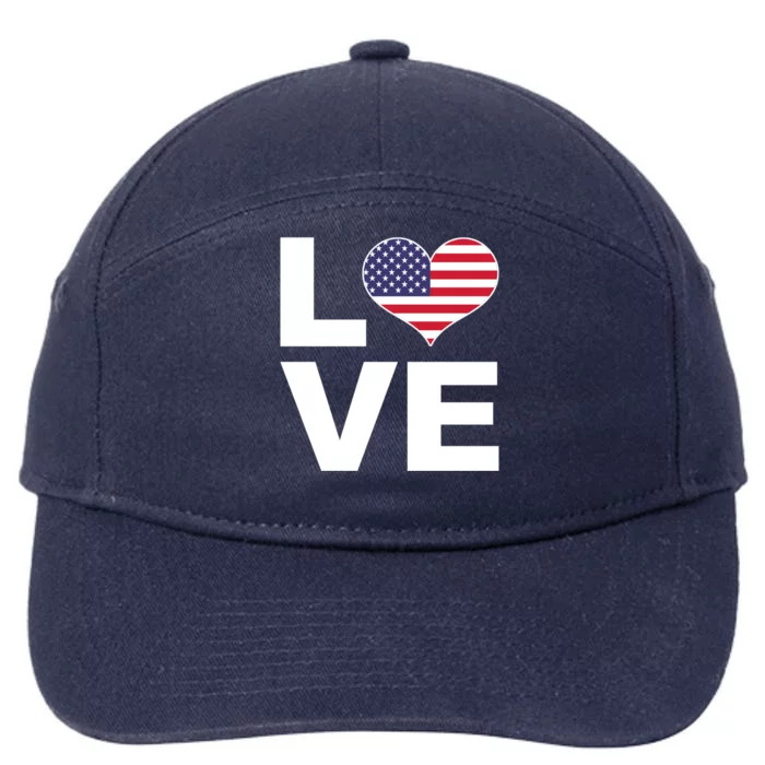 I Love Usa Cute Gift Heart Flag Usa Funny Gift 7-Panel Snapback Hat