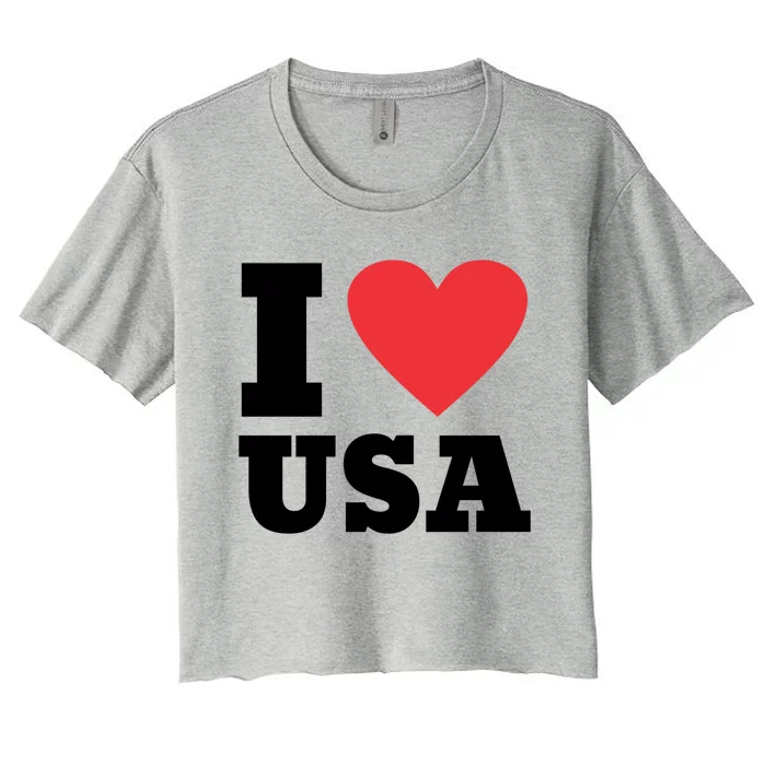 I Love Usa I Heart Usa Family Travel Usa Gift Women's Crop Top Tee