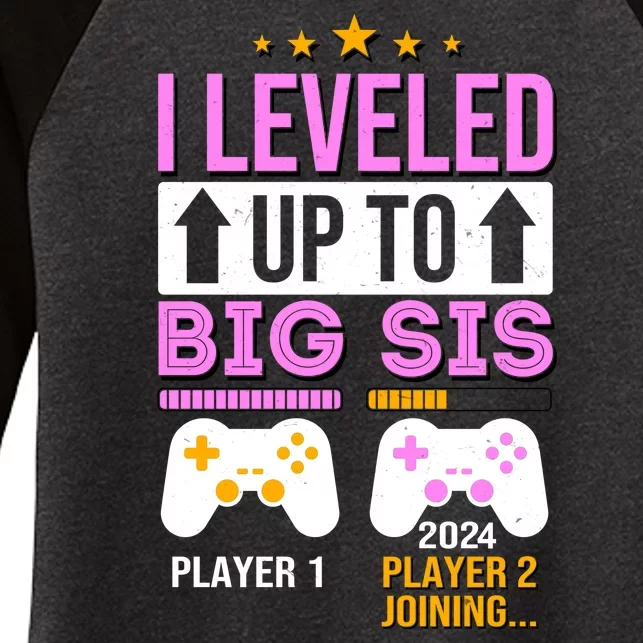 I Leveled Up To Big Sis Player 2 Joining 2024 Cute Women's Tri-Blend 3/4-Sleeve Raglan Shirt