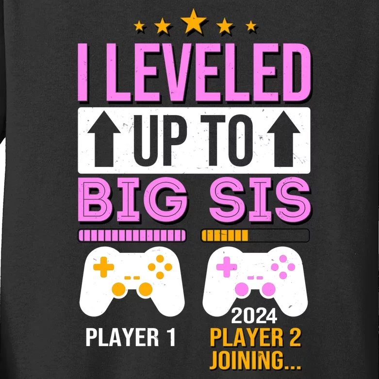 I Leveled Up To Big Sis Player 2 Joining 2024 Cute Kids Long Sleeve Shirt