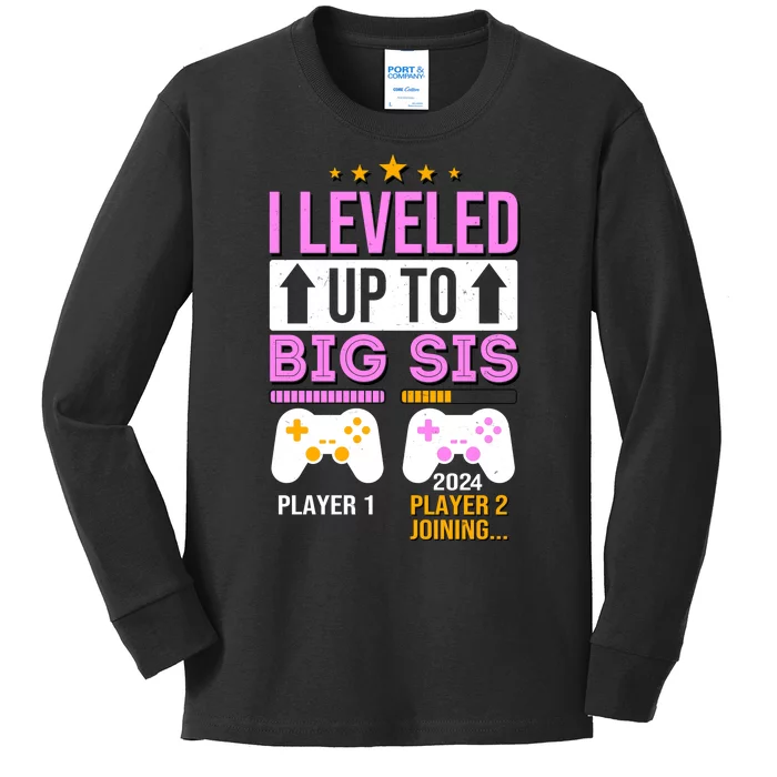 I Leveled Up To Big Sis Player 2 Joining 2024 Cute Kids Long Sleeve Shirt