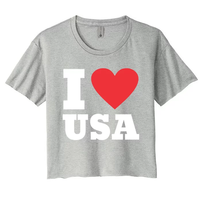 I Love Usa I Heart Usa Family Travel Usa Gift Women's Crop Top Tee