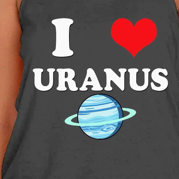 I Love Uranus Funny Astronomy Planets Workout Gym Teachers Women's Knotted Racerback Tank