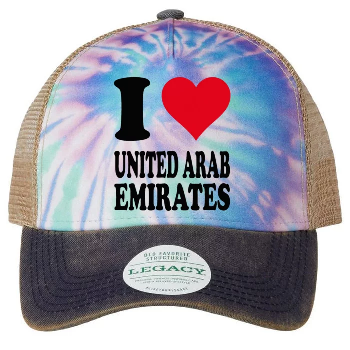 I Love United Arab Emirates Legacy Tie Dye Trucker Hat