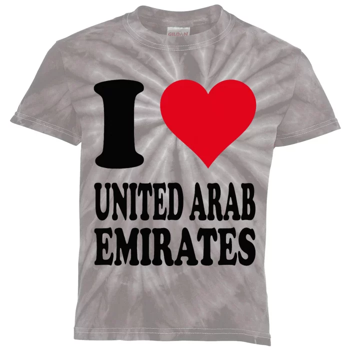 I Love United Arab Emirates Kids Tie-Dye T-Shirt