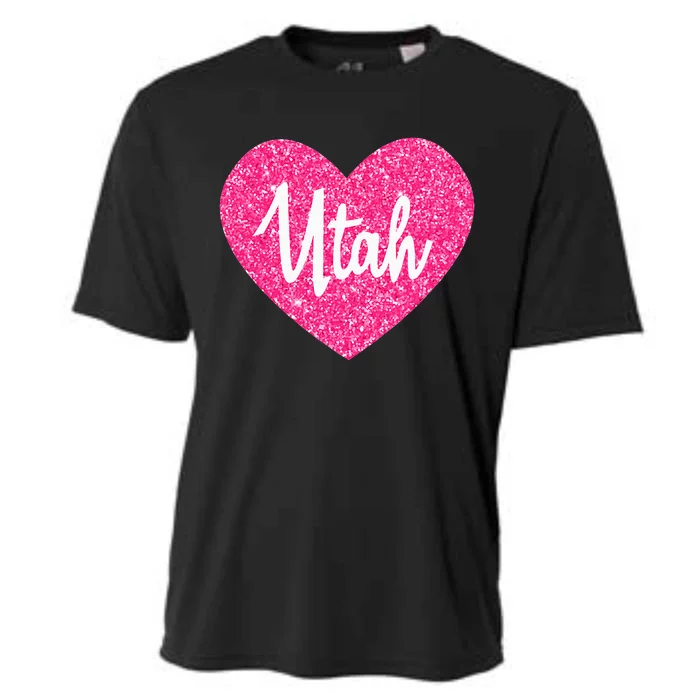 I Love Utah USA State Pink Heart Gift For Women Cooling Performance Crew T-Shirt