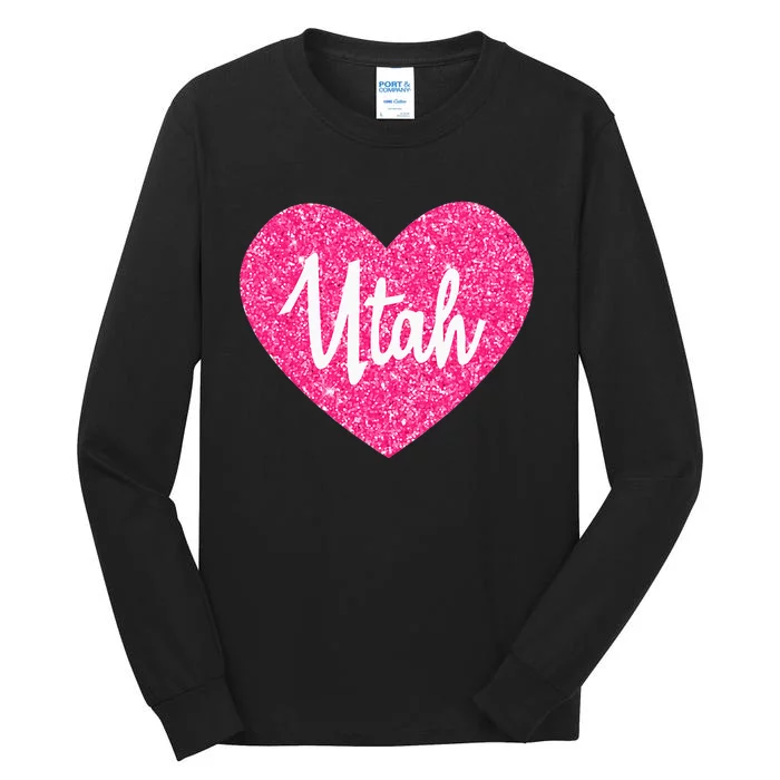 I Love Utah USA State Pink Heart Gift For Women Tall Long Sleeve T-Shirt