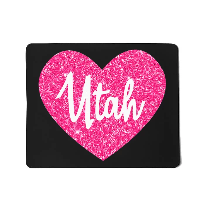 I Love Utah USA State Pink Heart Gift For Women Mousepad