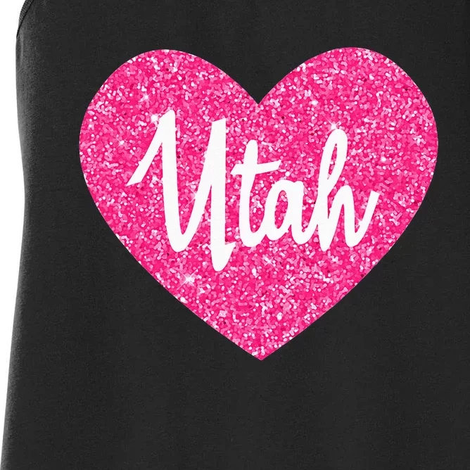 I Love Utah USA State Pink Heart Gift For Women Women's Racerback Tank