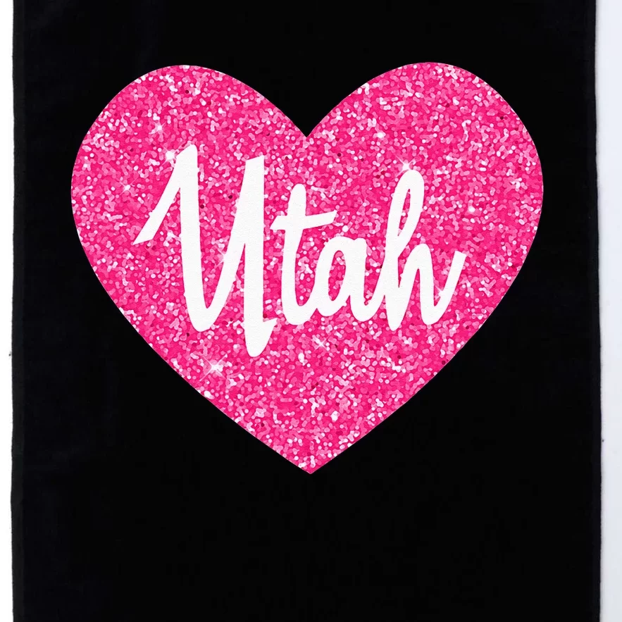 I Love Utah USA State Pink Heart Gift For Women Platinum Collection Golf Towel