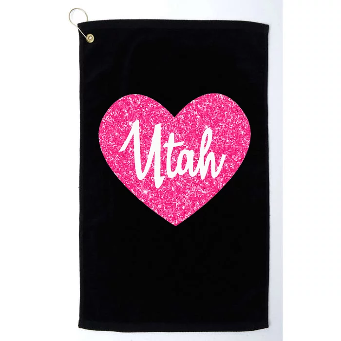 I Love Utah USA State Pink Heart Gift For Women Platinum Collection Golf Towel