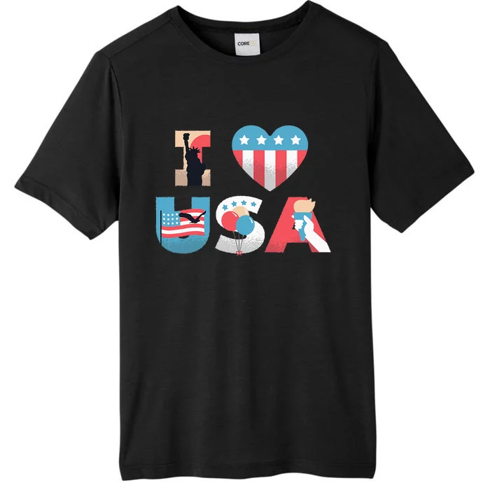 I Love USA Patriotic American Flag I heart USA 4th of July ChromaSoft Performance T-Shirt