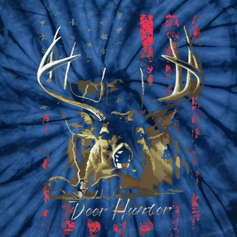 I LOVE USA American Flag And Deer Hunter Tie-Dye T-Shirt