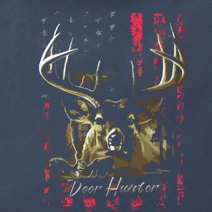 I LOVE USA American Flag And Deer Hunter Zip Tote Bag