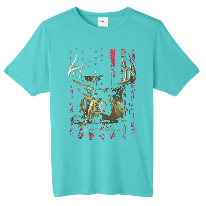 I LOVE USA American Flag And Deer Hunter ChromaSoft Performance T-Shirt