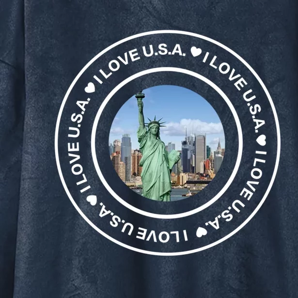 I Love U S A  Liberty Street Style Souvenir Unisex Gift Hooded Wearable Blanket