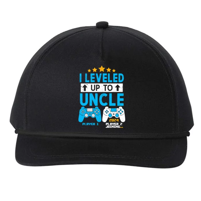 I Leveled Up To Uncle 2024 Gamer Soon To Be Uncle 2024 Snapback Five-Panel Rope Hat