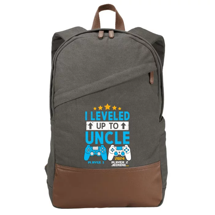 I Leveled Up To Uncle 2024 Gamer Soon To Be Uncle 2024 Cotton Canvas Backpack