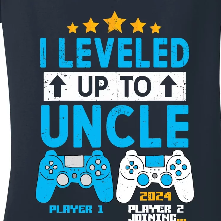 I Leveled Up To Uncle 2024 Gamer Soon To Be Uncle 2024 Women's V-Neck T-Shirt