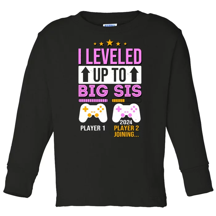 I Leveled Up To Big Sis Player 2 Joining 2024 Toddler Long Sleeve Shirt