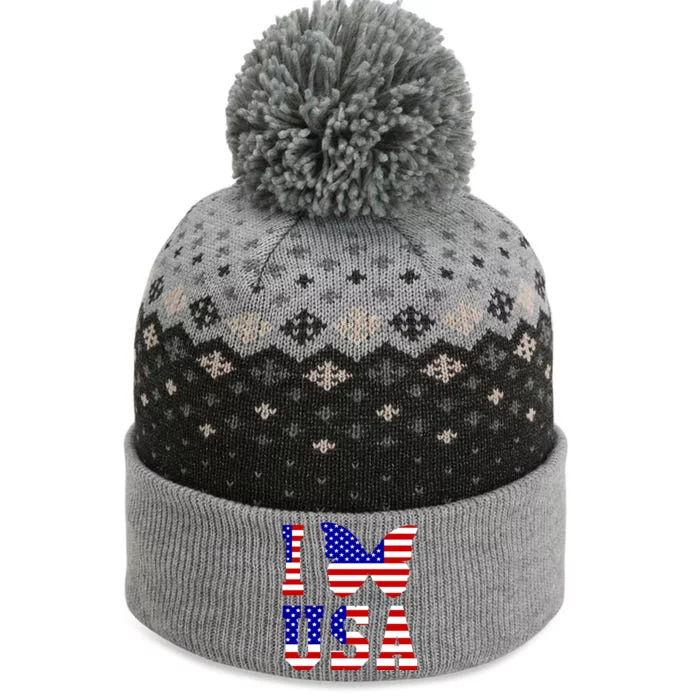 I Love Usa Butterfly Usa Flag Great Gift The Baniff Cuffed Pom Beanie