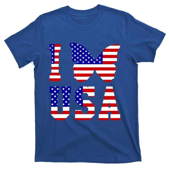 I Love Usa Butterfly Usa Flag Great Gift T-Shirt