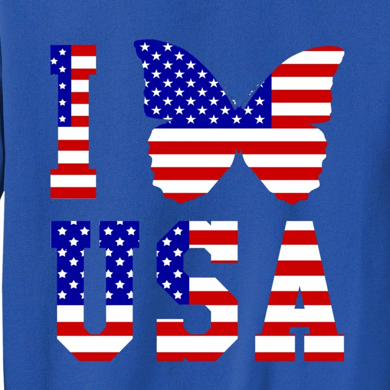 I Love Usa Butterfly Usa Flag Great Gift Tall Sweatshirt