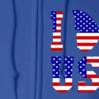 I Love Usa Butterfly Usa Flag Great Gift Full Zip Hoodie