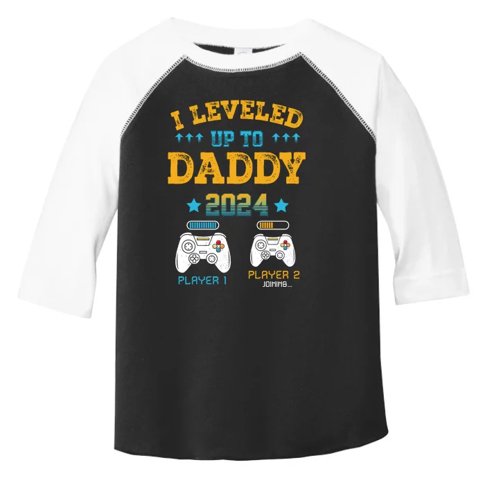 I Leveled Up To Daddy 2024 Funny Soon To Be Dad 2024 Toddler Fine Jersey T-Shirt