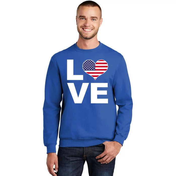 I Love Usa Funny Gift Heart Flag Usa Cute Gift Sweatshirt