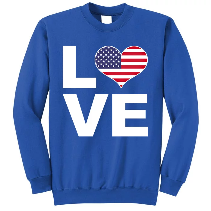 I Love Usa Funny Gift Heart Flag Usa Cute Gift Tall Sweatshirt