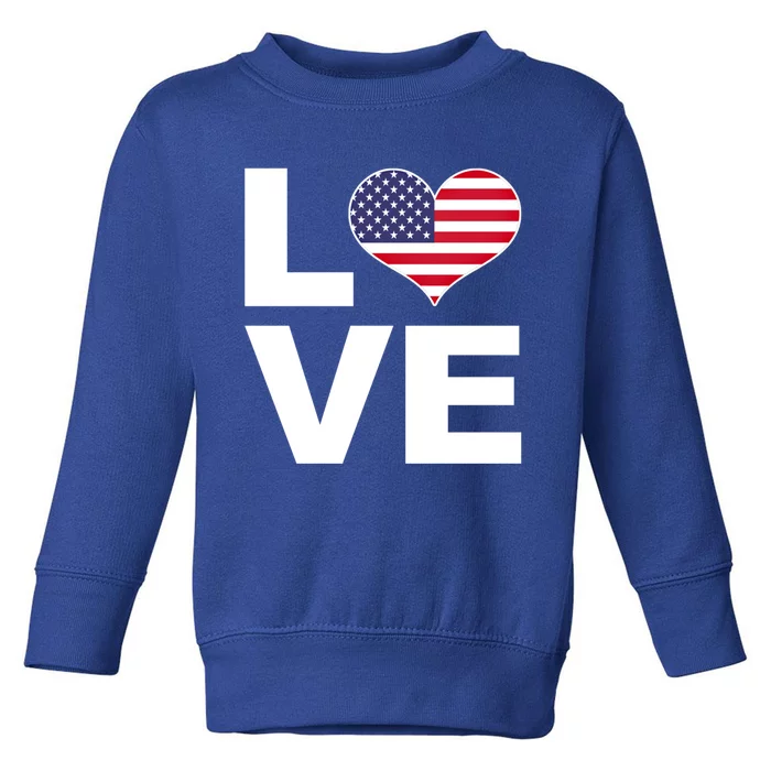 I Love Usa Funny Gift Heart Flag Usa Cute Gift Toddler Sweatshirt