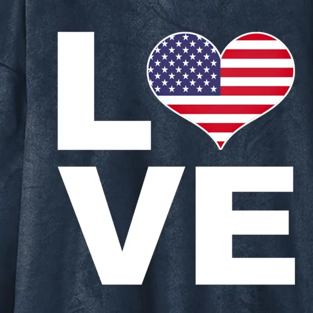 I Love Usa Funny Gift Heart Flag Usa Cute Gift Hooded Wearable Blanket