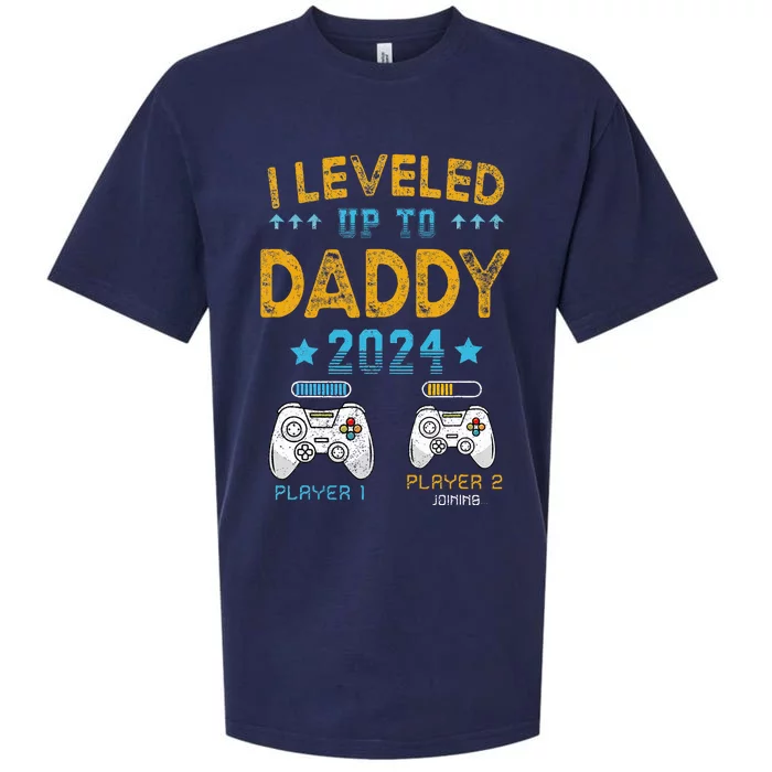 I Leveled Up To Daddy 2024 Funny Soon To Be Dad 2024 Sueded Cloud Jersey T-Shirt