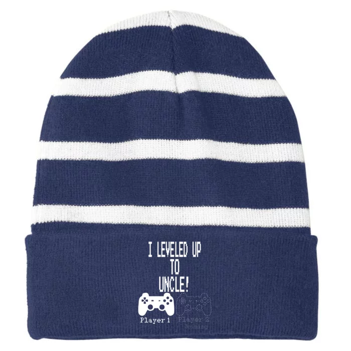 I Leveled Up To Uncle New Uncle Gaming T Striped Beanie with Solid Band