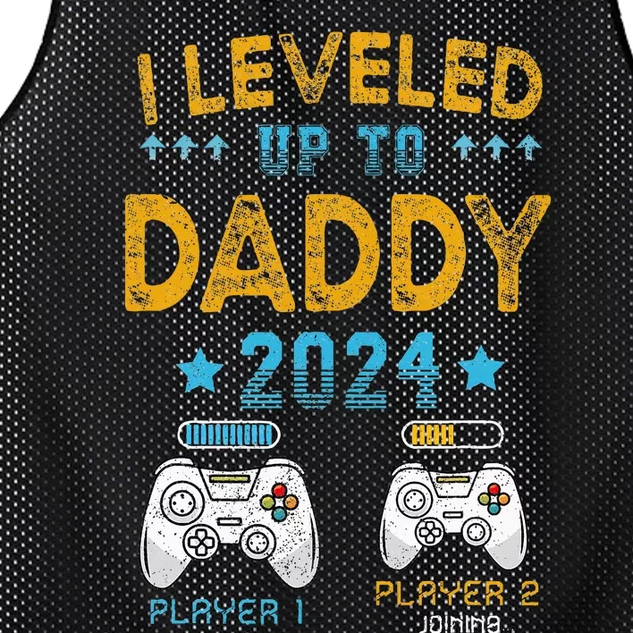 I Leveled Up To Daddy 2024 Funny Soon To Be Dad 2024 Mesh Reversible Basketball Jersey Tank