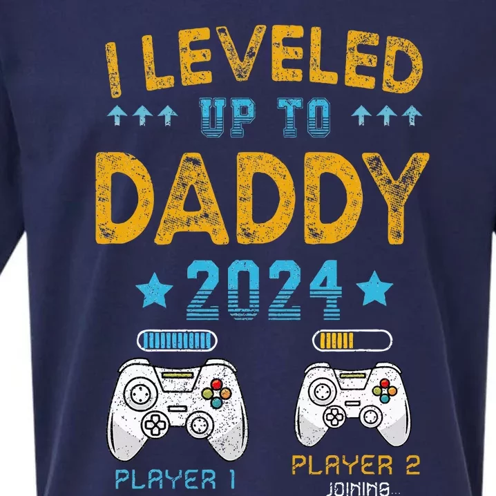 I Leveled Up To Daddy 2024 Funny Soon To Be Dad 2024 Sueded Cloud Jersey T-Shirt