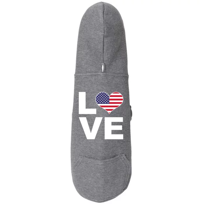 I Love Usa Great Gift Heart Flag Usa Gift Doggie 3-End Fleece Hoodie